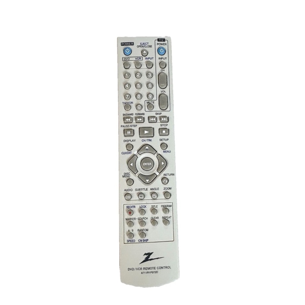 Zenith 6711R1P072D OEM Original DVD‎ VCR Replacement Remote Control Tested Gray